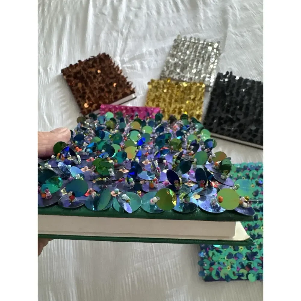 Lot of 7 Notebooks Journals Sequin Multicolor Diary Black Pink Silver Brown Gold